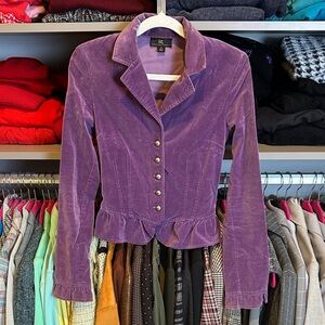 IZ Byer purple velvet front button closure blazer size S